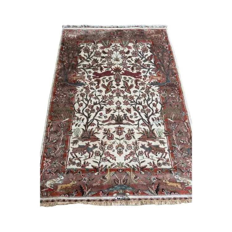 Tapis Pakistan laine et soie – 196 × 132 cm