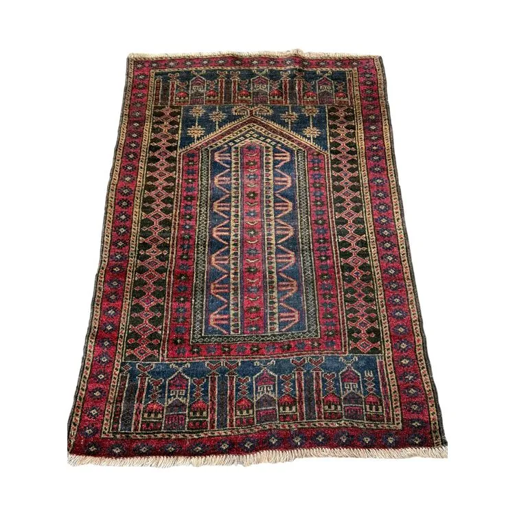 Tapis Baloutche afghan – 126 x 84 cm – motifs géométriques