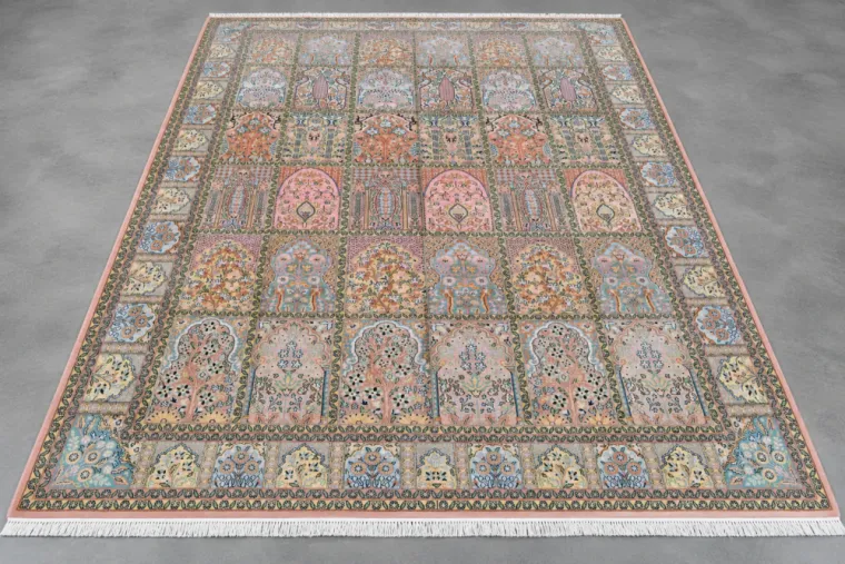 Tapis du Cachemire des Indes en laine et soie – 335 × 215 cm