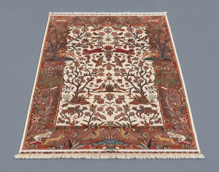 Tapis du Pakistan en laine & soie – 196 × 132 cm