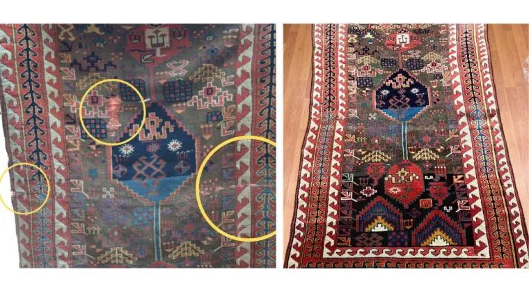 Nettoyage et Réparation d'un tapis ancien à Neuilly-sur-Seine, Paris, Jofre Tapis