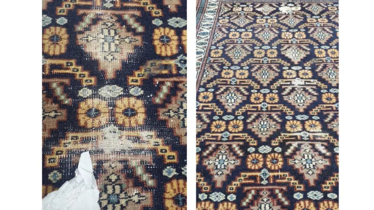 Lavage,consolidation et réparation d'un tapis fait à la main à Paris 7
