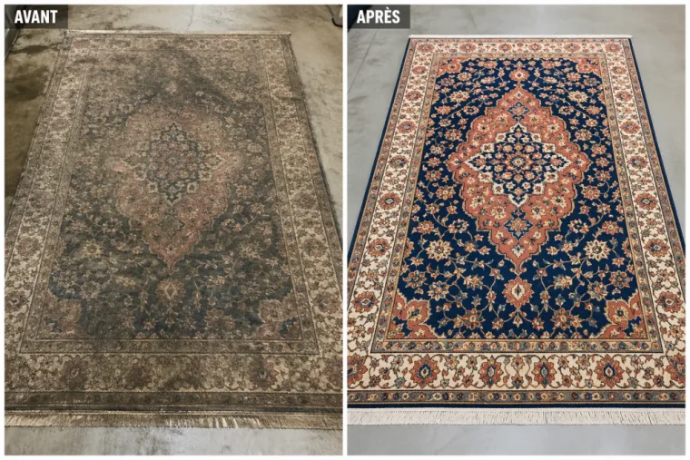Nettoyage et Restauration de Tapis à Paris : notre dernière réalisation à Issy-les Moulineaux sur un tapis iranien ancien