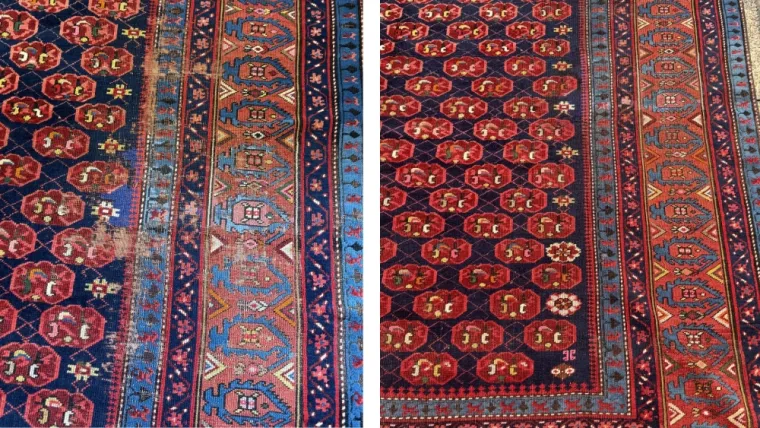 Nettoyage et restauration complète d’un tapis caucasien ancien au Chesnay-Rocquencourt