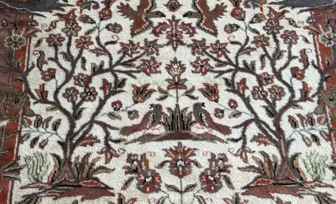 Tapis Pakistan laine et soie – 196 × 132 cm