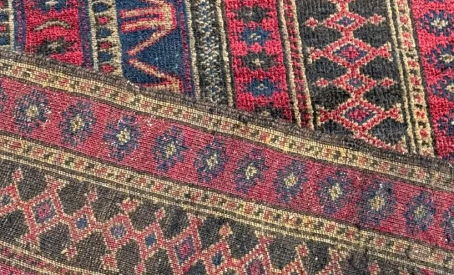 Tapis Baloutche afghan – 126 x 84 cm – motifs géométriques