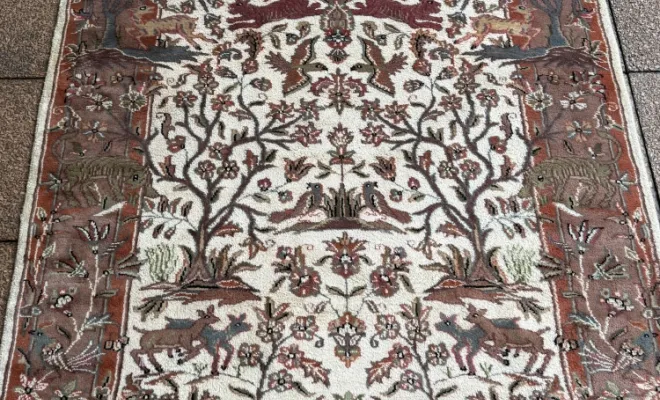 Tapis du Pakistan en laine & soie – 196 × 132 cm