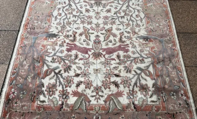 Tapis du Pakistan en laine & soie – 196 × 132 cm