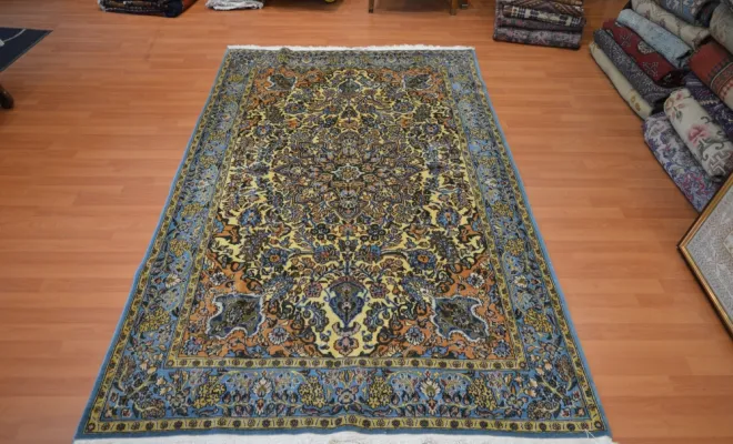 Tapis Ghom d’Iran en laine & soie – 231 × 141 cm