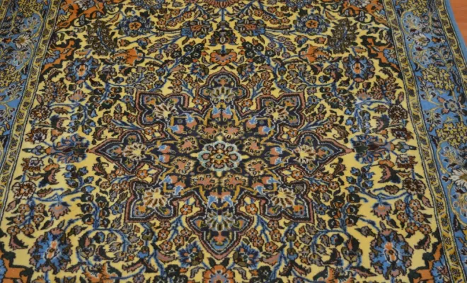 Tapis Ghom d’Iran en laine & soie – 231 × 141 cm