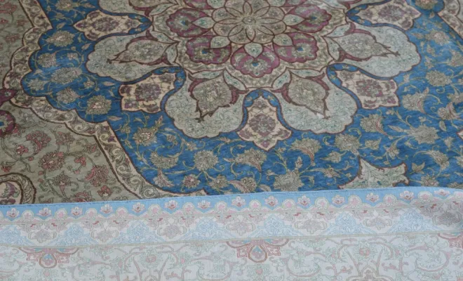 Tapis Ghom iranien en soie – 297 × 193 cm