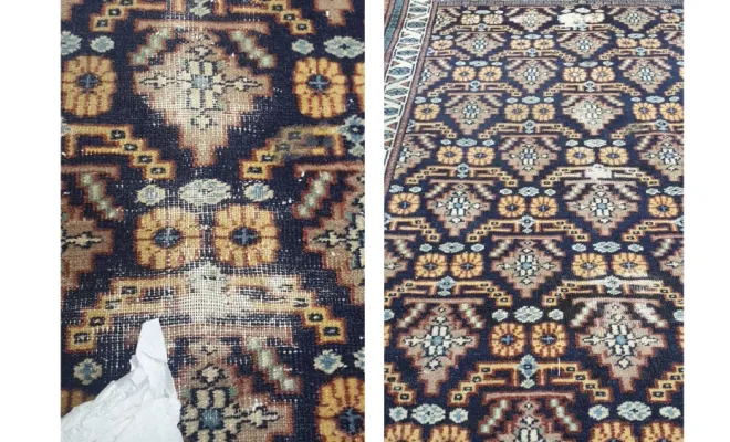 Nettoyage et relainage d’un tapis du Pakistan