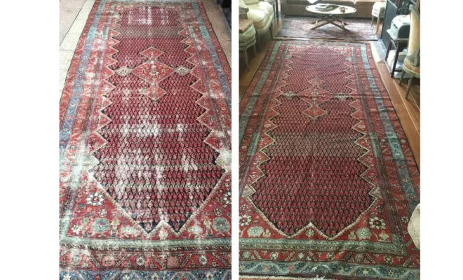 Nettoyage et réparation d’un tapis iranien en longueur