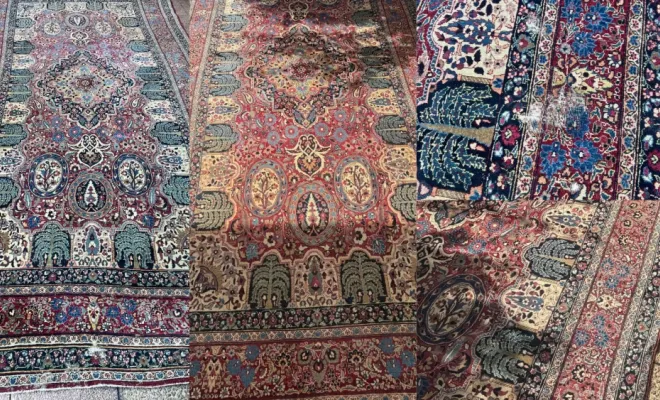 Téhéran ancien Nettoyage et restauration complète de ce tapis ancien de Téhéran, avec reprise minutieuse des zones endommagées.