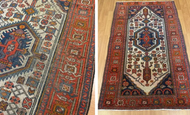 Tapis iranien ancien de tribu Nettoyage et restauration complète de ce tapis iranien ancien de tribu, avec reprise des zones nécessitant une intervention.