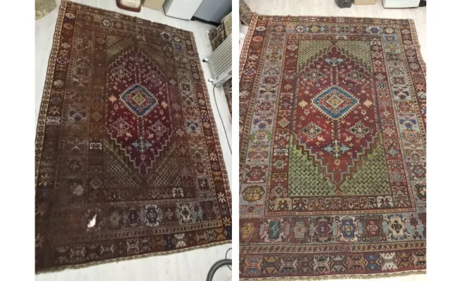 Tapis berbère marocain Restauration d’un tapis berbère marocain présentant une importante déchirure.